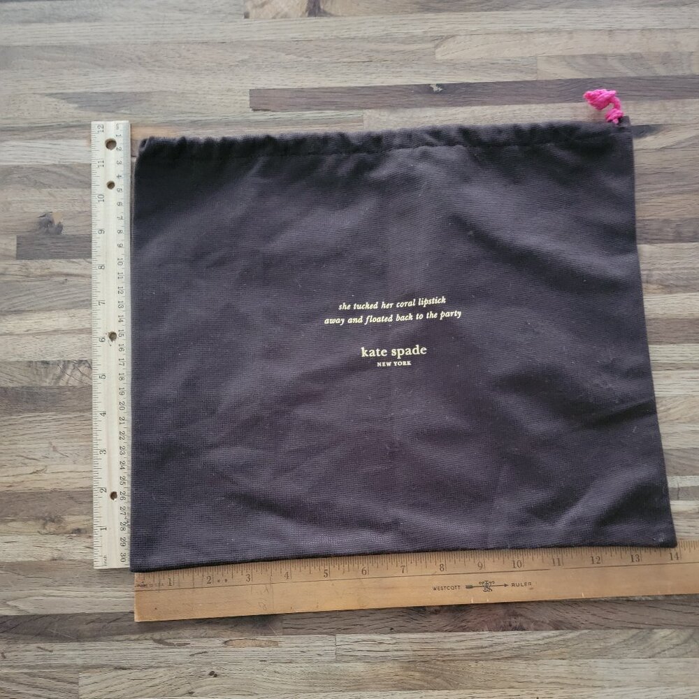 Kate Spade New York Dust Storage Bag 14"x11.5" Drawstring Cinch Sack Brown Gold - Picture 4 of 7